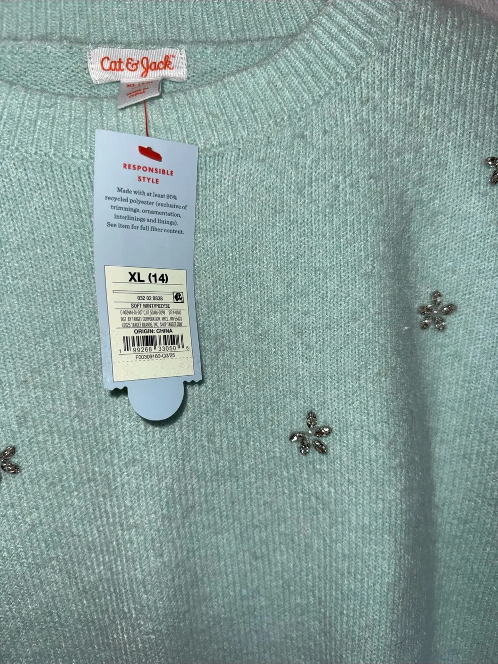 New Cat & Jack Mint Green XL (14), Kids   Crewneck Sweater
